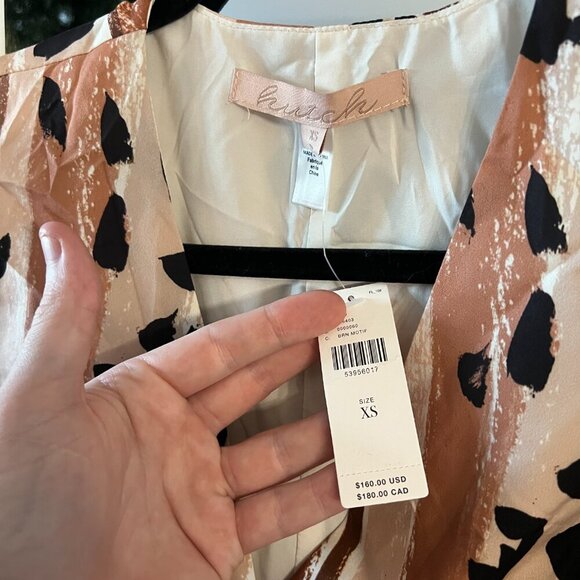 37 NEW $160 Anthropologie HUTCH Blaise Wrap Mini Dress Sz XS Brown Motif - Picture 4 of 6